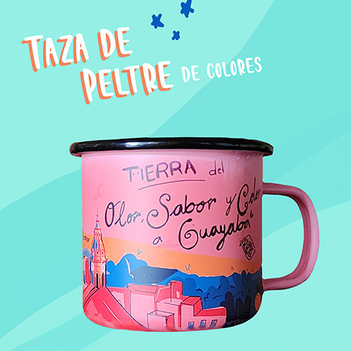 Taza de peltre opalizada